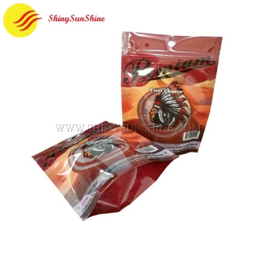 Custom printable plastic tobacco zip lock self standing pouch packaging bags.