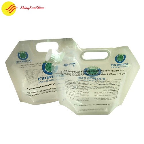 Custom standing printed liquid nozzle spout packaging bags with food grade material.