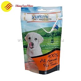 Custom printable plastic dog treats food zip lock stand up pouch packaging bags.