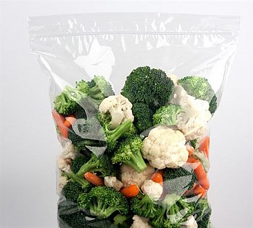 Custom plastic food grade material packaging bags for fresh vegetables and fruits.