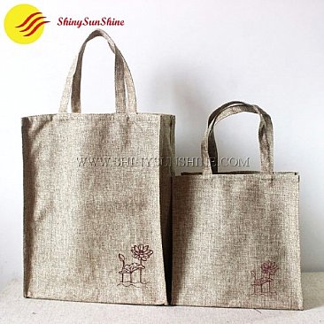 Custom branded portable shopping jute tote bags