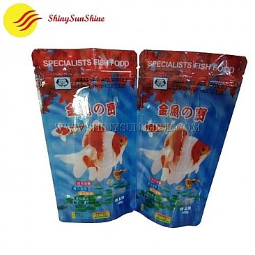 Custom printable plastic fish food zip lock stand-up pouch packaging bags.