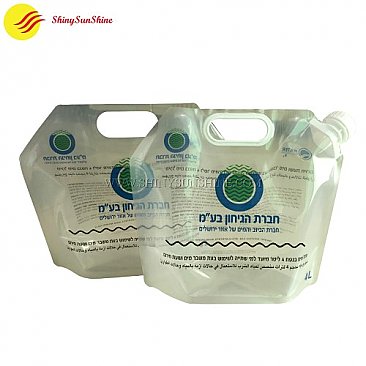 Custom standing printed liquid nozzle spout packaging bags with food grade material.