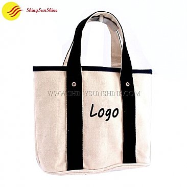 Custom wholesale women canvas cotton tote shopping hand bags with handles.