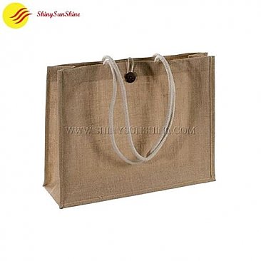 Custom Eco-friendly large jute tote shopping bags with handles.